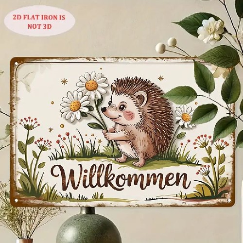 Blechschild willkommen igel - willkommen,