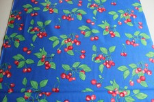 BW-Druck, Kirschen, royalblau, Breite: ca. 148 cm, Mat: 100 BW, 2. Wahl