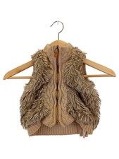 MASSIMO DUTTI Kinder Fellweste Gr. 104 Beige Casual Zopfstrickmuster