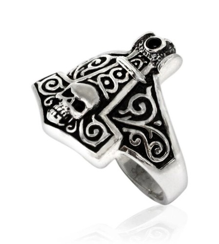 Thorshammer silver ring runes - silver,