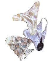 3 Schöne String Tangas Creme Weiß Mit Spitze Größe M/38 Neu