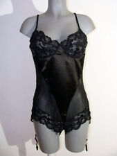 Sexy Straps Body Schwarz Satin Glanz mit Spitze Größe XXXL