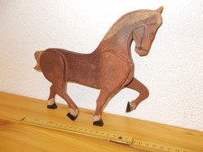 DDR Holzspielzeug Pferd 22cm hoch Bauernhof Pferdestall Gespann DEKO