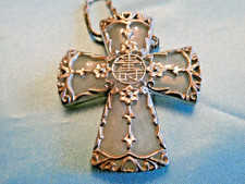 P187-925 Silber Kette mit Kreuz m  KL 6cm Kassiterit Kreuz 4x4 cm Gewicht 25 Gra
