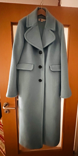 Damen mantel blau lang - blau, mit