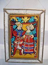 Fürst u. Fürstin Barockes Paar Bleiverglasung Glasbild Bleirahmen Fensterbild Gl