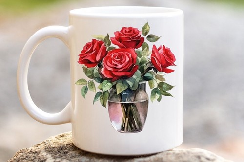 Aquarell rote rose tasse - aquarell,