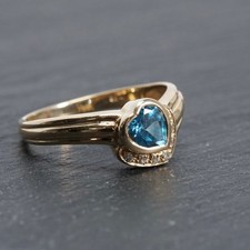 Gold Ring Blautopas Herz