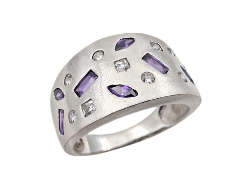 925 silber amethyst ring - amethyst, cz