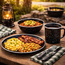 Schwarz Emaille Teller Schale