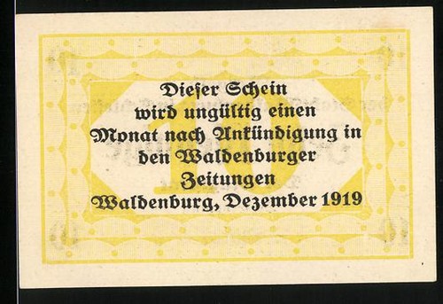 Notgeld waldenburg - notgeld, i