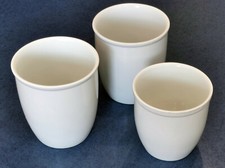 3 Tontöpfe weiße Glasur, Höhe 17cm (2 Stück) und 13,5cm Soleier-Töpfe