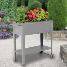 Hochbeet Pflanzenbeet Kräuterbeet mobil  Pflanzkasten Metall Gemüsebeet Grau