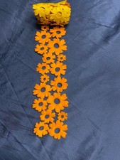 Filzband Tischläufer Deko Frühling Dekoband gelb/orange Blüten 8 x 130 cm