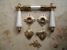 Antik Tür Griff Messing BB Rosetten Türgriffe Türbeschlag Gründerzeit W2P