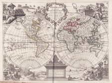 Weltkarte world map Mappemonde Kupferstich engraving gravure Le Rouge 1767