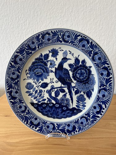 Delfter wandteller pfau auf - delfter,