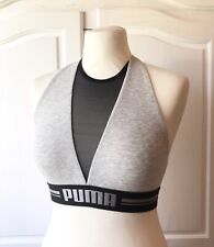 Sport-BH Crop Top Bustier Bralette Grau Puma Mesh Schwarz Silber Loungewear Gym