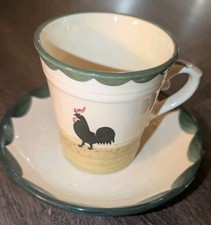 Zeller Keramik Hahn und Henne Kaffeebecher Henkelbecher Becher plus Untertasse 