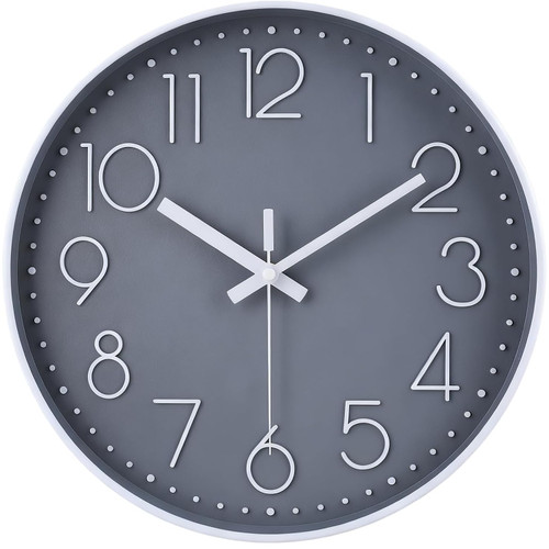 Wanduhr funk lautlos 30cm - funk, grau
