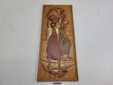 Wandbild Bild Afrika Frauen Deko Holz alt antik 41,5x17,7cm #258997