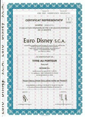 Euro disney paris 1983 - disney, s.c.a,