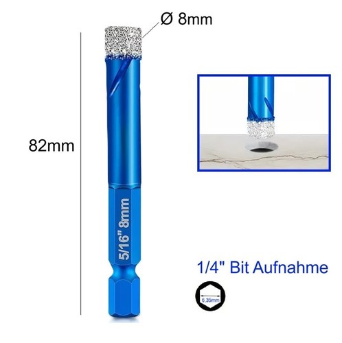 8mm diamant bohrer bit - 8mm, 1/4"
