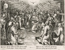 P. Galle Stradanus Descent of the Holy Ghost Bible Kupferstich engraving 1600