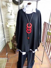 5320 Barbara Speer Strickpullover, Merinowolle schwarz Größe: L/XL Achselweite .