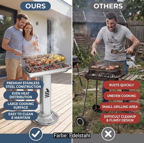 Edelstahl standgrill - edelstahl,