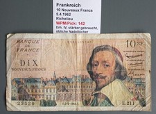 Frankreich 10 Nouveaux Francs 5.4.1962 Richelieu WPM/Pick: 142 Erh. IV