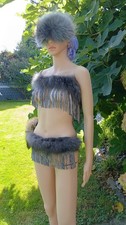 Pelz String Bikini Set Erotik Damen Pelz Slip Geschenkidee Finnraccoon Leder