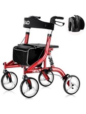 HEAO Rollator Gehhilfe mit Sitz Räder mit Stoßdämpfern bis 159 kg Leichtgewicht