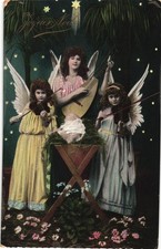 AK Weihnachten Glückwunsch, Engel spielen Geige Foto Glanz, Kleinformat