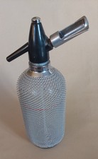 70er Soda Syphon Soda Glas Metall-Gitter Metallnetz Selzer-Syphon - Vintage -