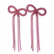 Lange Ohrringe Hängeohrringe Schleifen mit Zirkonen Anhänger Ohrschmuck