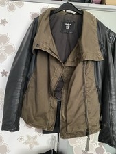 Tigha- Damen Jacke L, Leder/Stoff dunkelbraun Warm, Gut Erhalten 