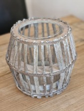 Windlicht Kerzenhalter Laterne Landhaus DEKO Holz Glas Shabby Vintage 23cm w NEU