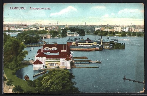 Hamburg alsterpanorama aus - ak,
