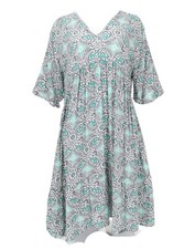 Boho Kurzarm Sommerkleid, Maxikleid, Strandkleid, plus size Sommerkleid - grau