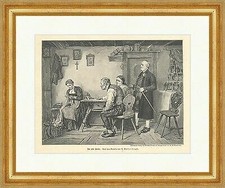 Der alte Freier Kachelofen Stube Kreuz Männer Frauen Sticken Holzstich E 3016