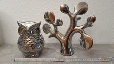 Herbst Deko Eule und Formano Baum ,Keramik, Silber.