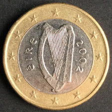 Münze Irland ?? Eire, 1 Euro - 2002, Bi-Metall, Keltische Harfe
