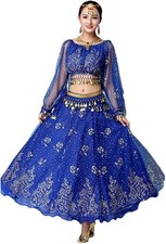 Grouptap Bollywood indische Frauen Langarm Anarkali Lehenga Choli Saree Kleid