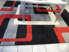 1 Teppich modern rot schwarz grau 240 x 320 cm geometerisch-mit Flecken- NP 679€