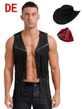 DE ranrann Herren Hippie Cowboy Kleidung Hut Fransen Weste Faschingskostüme