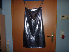 Neues sexy Damenkleid aus PU-Leder, Größe M, Farbe Silber glänzend