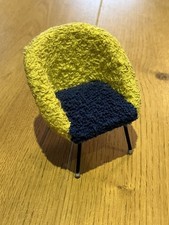 Sessel Plüsch, blau/gelb