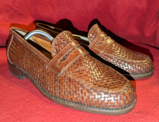 EVEREST "TOPY Italienische Herren robuste Slipper/Loafer 42 gewebtes LEDER Braun