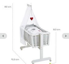 Roba Babywiege 40 x 90 cm Adam & Eule Stubenwagen Wiege mit Rollen Holz Weiss